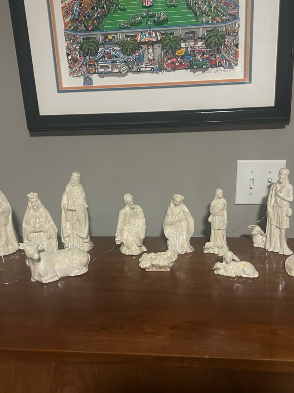 Ceramic Iridescent Nativity Set - 12 Piece